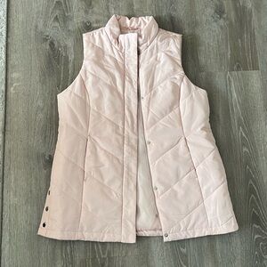 Christopher and Banks Petite Long Quilted Puffer Vest in Light Pink Women's MP